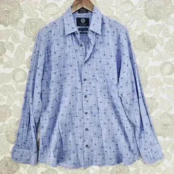 Viyella Tailored Fit Made In Canada palm tree Printed Button down Long sleeve L - Picture 1 of 7